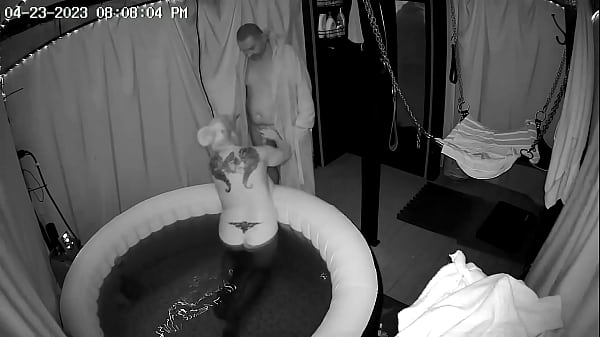 Wife swallows lover in the hot tub!
